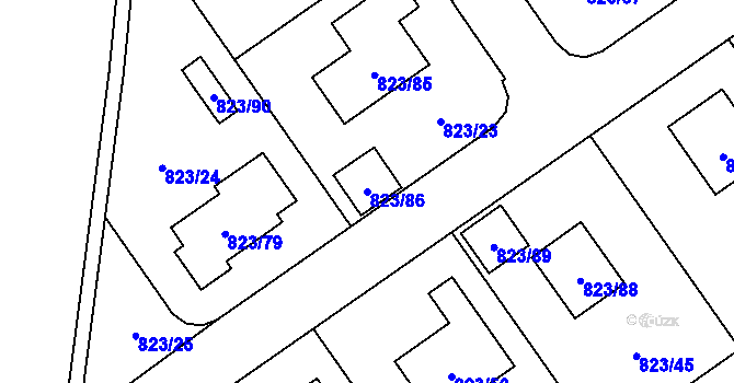 Parcela st. 823/86 v KÚ Homole, Katastrální mapa