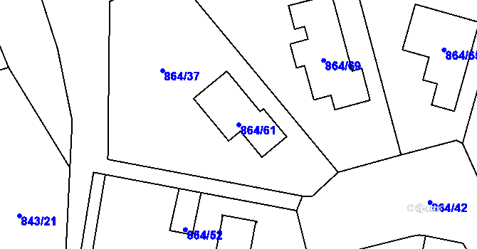Parcela st. 864/61 v KÚ Homole, Katastrální mapa