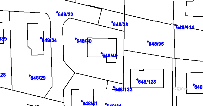 Parcela st. 648/40 v KÚ Homole, Katastrální mapa