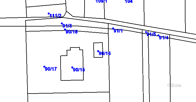 Parcela st. 90/16 v KÚ Homole, Katastrální mapa