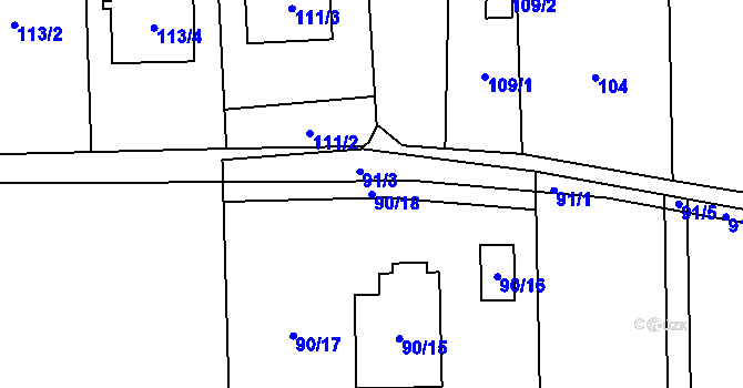Parcela st. 90/18 v KÚ Homole, Katastrální mapa