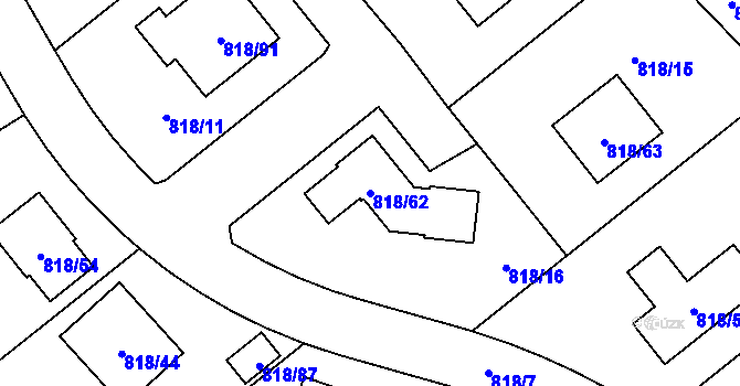 Parcela st. 818/62 v KÚ Homole, Katastrální mapa