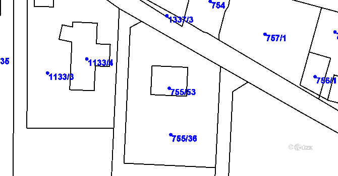 Parcela st. 755/53 v KÚ Homole, Katastrální mapa