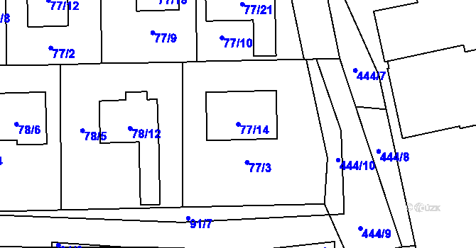 Parcela st. 77/14 v KÚ Homole, Katastrální mapa