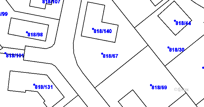 Parcela st. 818/67 v KÚ Homole, Katastrální mapa