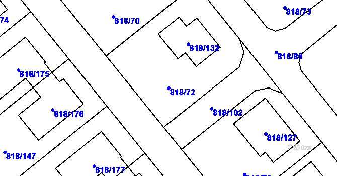 Parcela st. 818/72 v KÚ Homole, Katastrální mapa