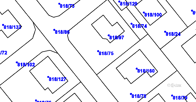Parcela st. 818/75 v KÚ Homole, Katastrální mapa