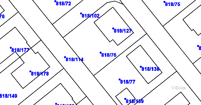 Parcela st. 818/76 v KÚ Homole, Katastrální mapa