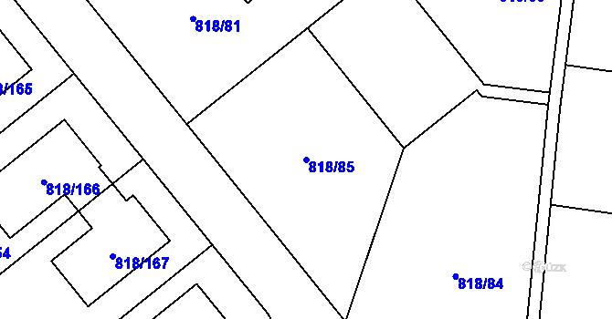 Parcela st. 818/85 v KÚ Homole, Katastrální mapa