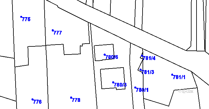 Parcela st. 780/6 v KÚ Homole, Katastrální mapa