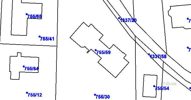 Parcela st. 755/59 v KÚ Homole, Katastrální mapa