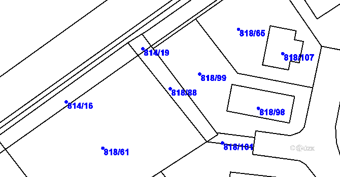 Parcela st. 818/88 v KÚ Homole, Katastrální mapa