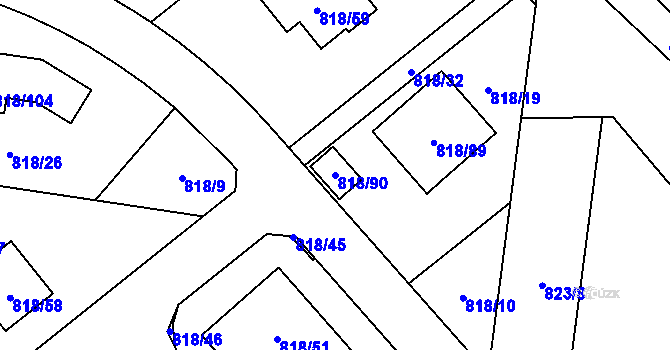Parcela st. 818/90 v KÚ Homole, Katastrální mapa