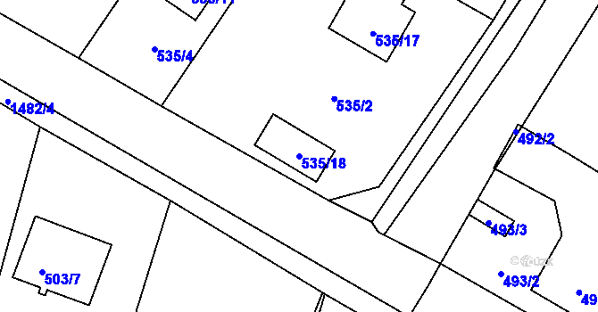 Parcela st. 535/18 v KÚ Homole, Katastrální mapa