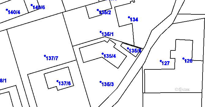 Parcela st. 135/4 v KÚ Homole, Katastrální mapa
