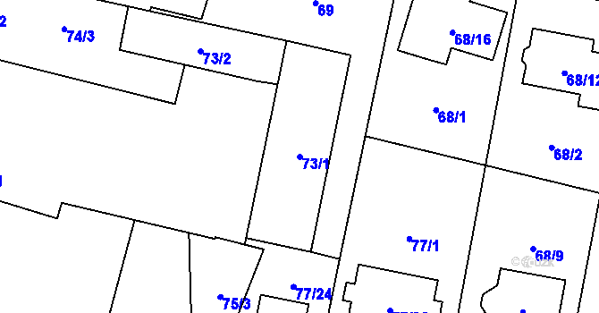 Parcela st. 73/1 v KÚ Homole, Katastrální mapa