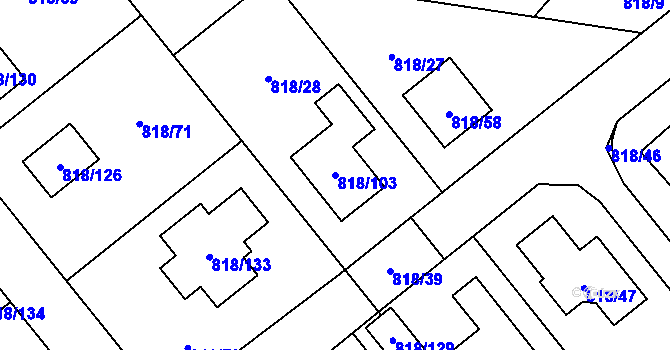 Parcela st. 818/103 v KÚ Homole, Katastrální mapa