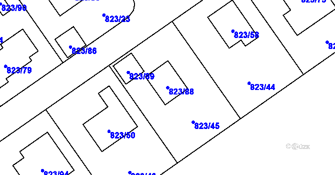 Parcela st. 823/88 v KÚ Homole, Katastrální mapa