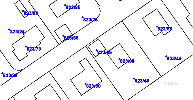Parcela st. 823/89 v KÚ Homole, Katastrální mapa