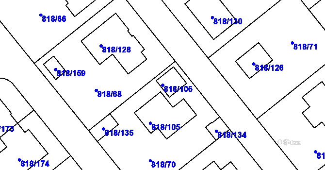 Parcela st. 818/106 v KÚ Homole, Katastrální mapa