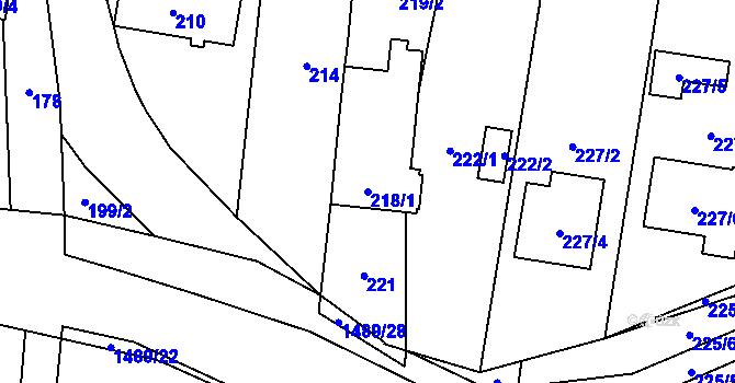 Parcela st. 218/1 v KÚ Homole, Katastrální mapa