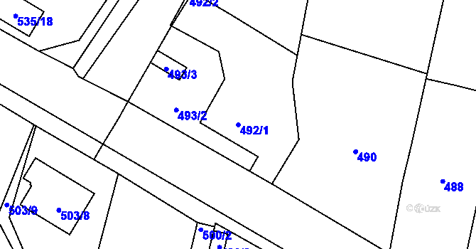 Parcela st. 492/1 v KÚ Homole, Katastrální mapa