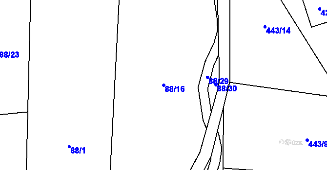 Parcela st. 88/16 v KÚ Homole, Katastrální mapa