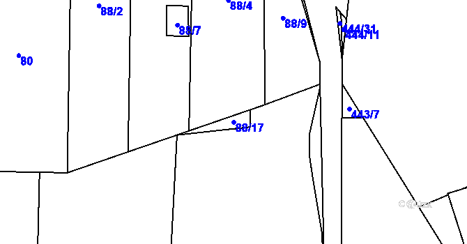 Parcela st. 88/17 v KÚ Homole, Katastrální mapa