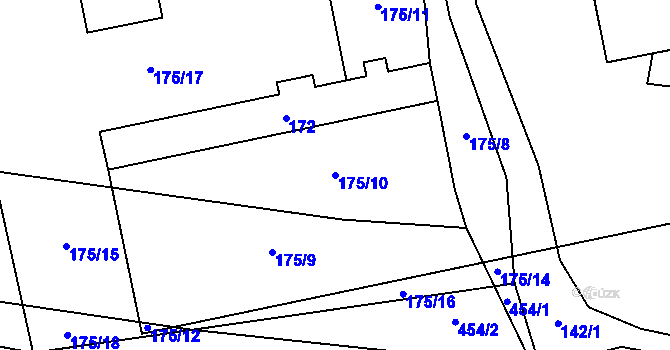 Parcela st. 175/10 v KÚ Homole, Katastrální mapa