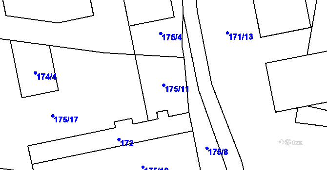Parcela st. 175/11 v KÚ Homole, Katastrální mapa