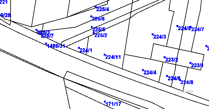 Parcela st. 224/11 v KÚ Homole, Katastrální mapa