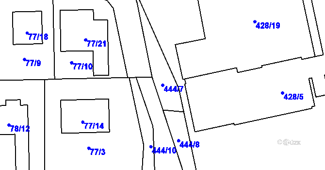Parcela st. 444/7 v KÚ Homole, Katastrální mapa