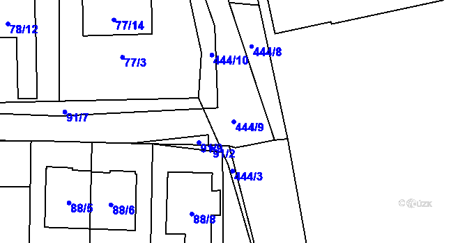 Parcela st. 444/9 v KÚ Homole, Katastrální mapa