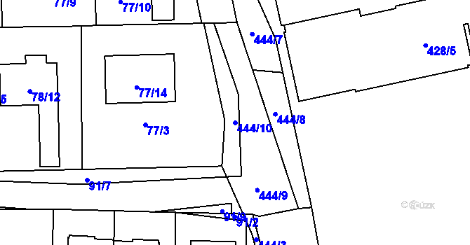 Parcela st. 444/10 v KÚ Homole, Katastrální mapa