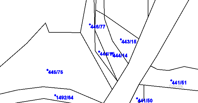 Parcela st. 444/15 v KÚ Homole, Katastrální mapa