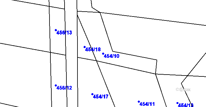 Parcela st. 454/10 v KÚ Homole, Katastrální mapa