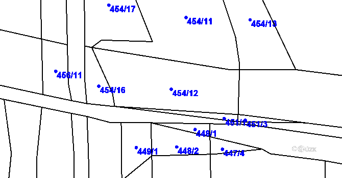 Parcela st. 454/12 v KÚ Homole, Katastrální mapa