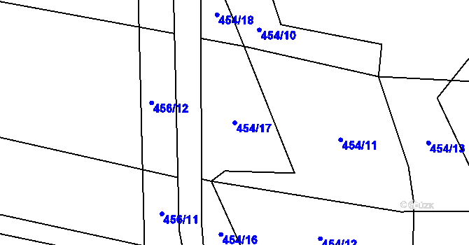 Parcela st. 454/17 v KÚ Homole, Katastrální mapa