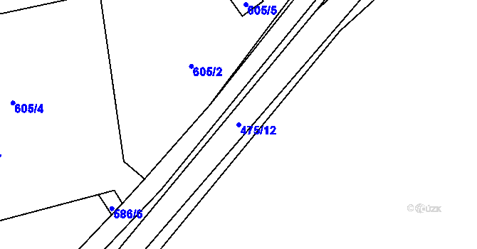 Parcela st. 475/12 v KÚ Homole, Katastrální mapa