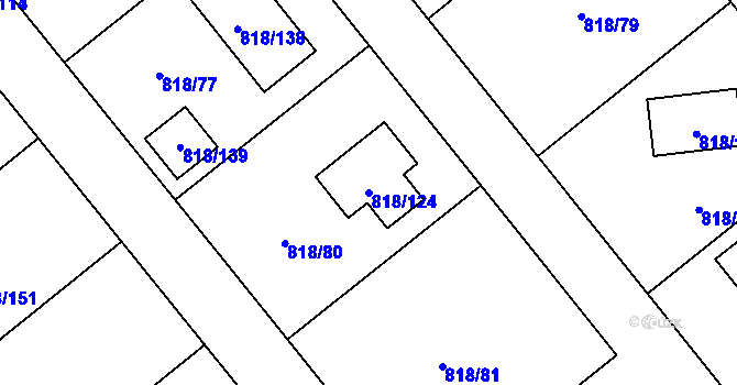 Parcela st. 818/124 v KÚ Homole, Katastrální mapa