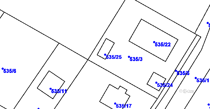 Parcela st. 535/25 v KÚ Homole, Katastrální mapa