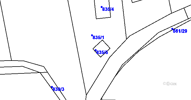 Parcela st. 835/5 v KÚ Homole, Katastrální mapa