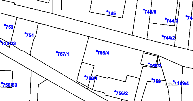 Parcela st. 756/4 v KÚ Homole, Katastrální mapa
