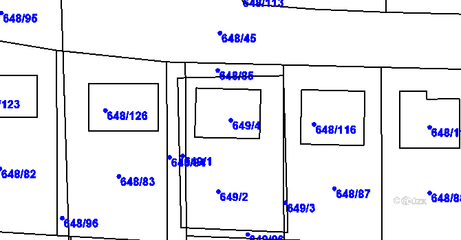 Parcela st. 649/4 v KÚ Homole, Katastrální mapa