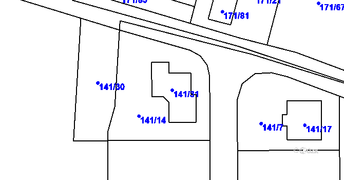 Parcela st. 141/31 v KÚ Homole, Katastrální mapa