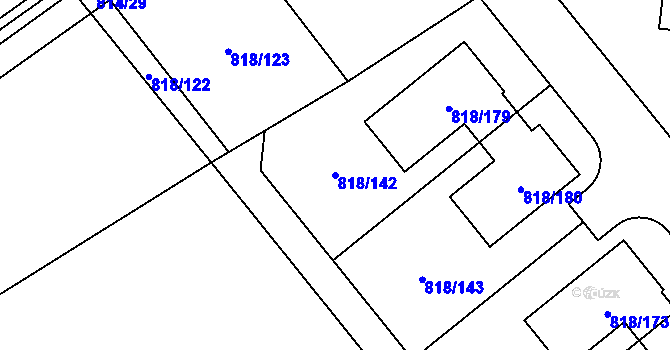 Parcela st. 818/142 v KÚ Homole, Katastrální mapa