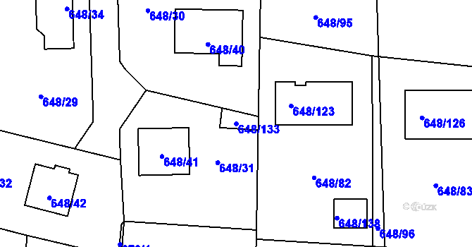 Parcela st. 648/133 v KÚ Homole, Katastrální mapa