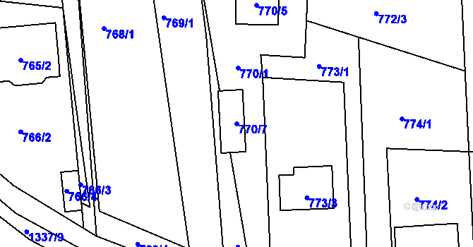 Parcela st. 770/7 v KÚ Homole, Katastrální mapa
