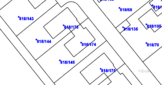 Parcela st. 818/174 v KÚ Homole, Katastrální mapa