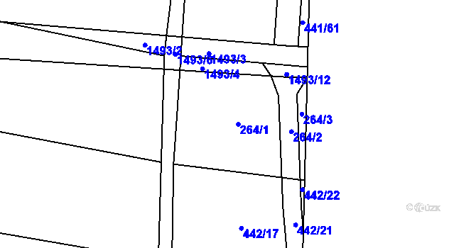 Parcela st. 264/1 v KÚ Homole, Katastrální mapa